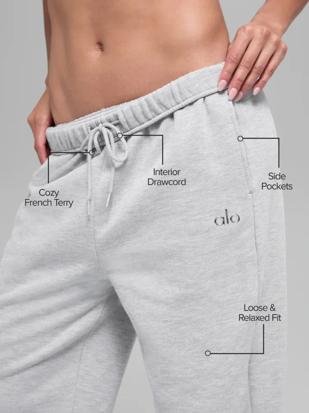 Alo Accolade Straight Leg Sweatpant Athletic Heather Grey NWT